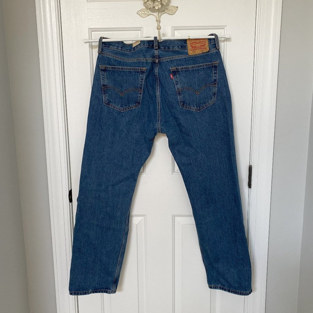 Levi's Jeans Men's 36x30 Blue Denim 505 Regular Straight Leg Dark Wash NEW NWT - Picture 2 of 2